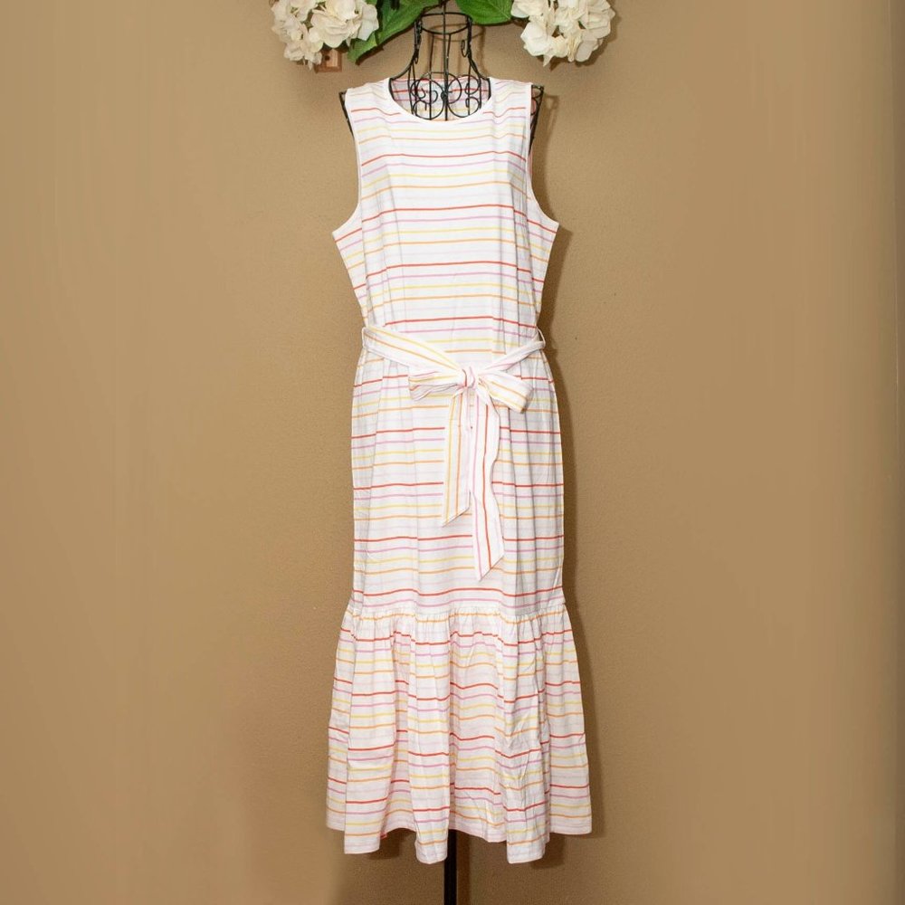 NWT J. Crew Striped Knit Tie-Waist Midi Dress size XL